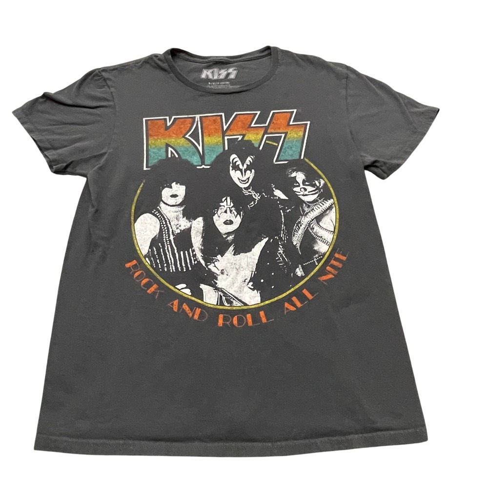 KISS Rock and‎ Roll All Nite Mens Band T Shirt Black Graphic Tee Small